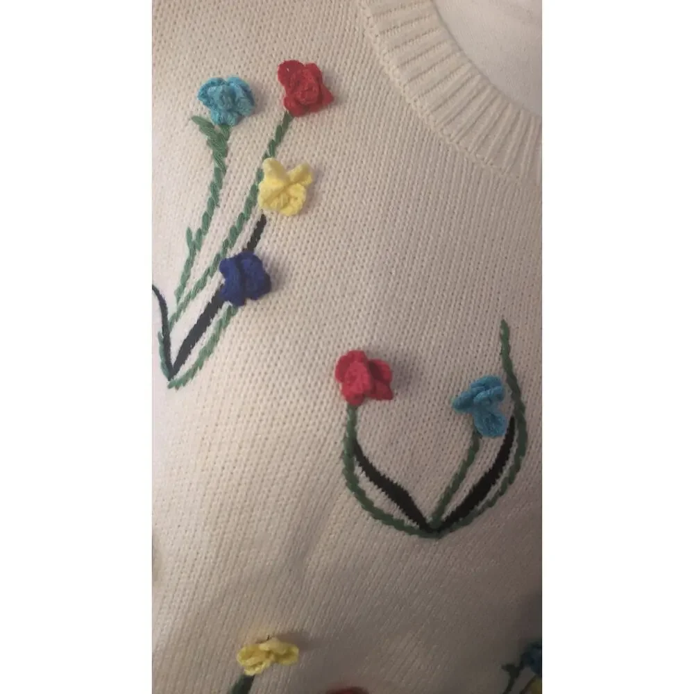 Alice+Olivia Wendell crochet colorful flower sweater - Picture 6 of 9